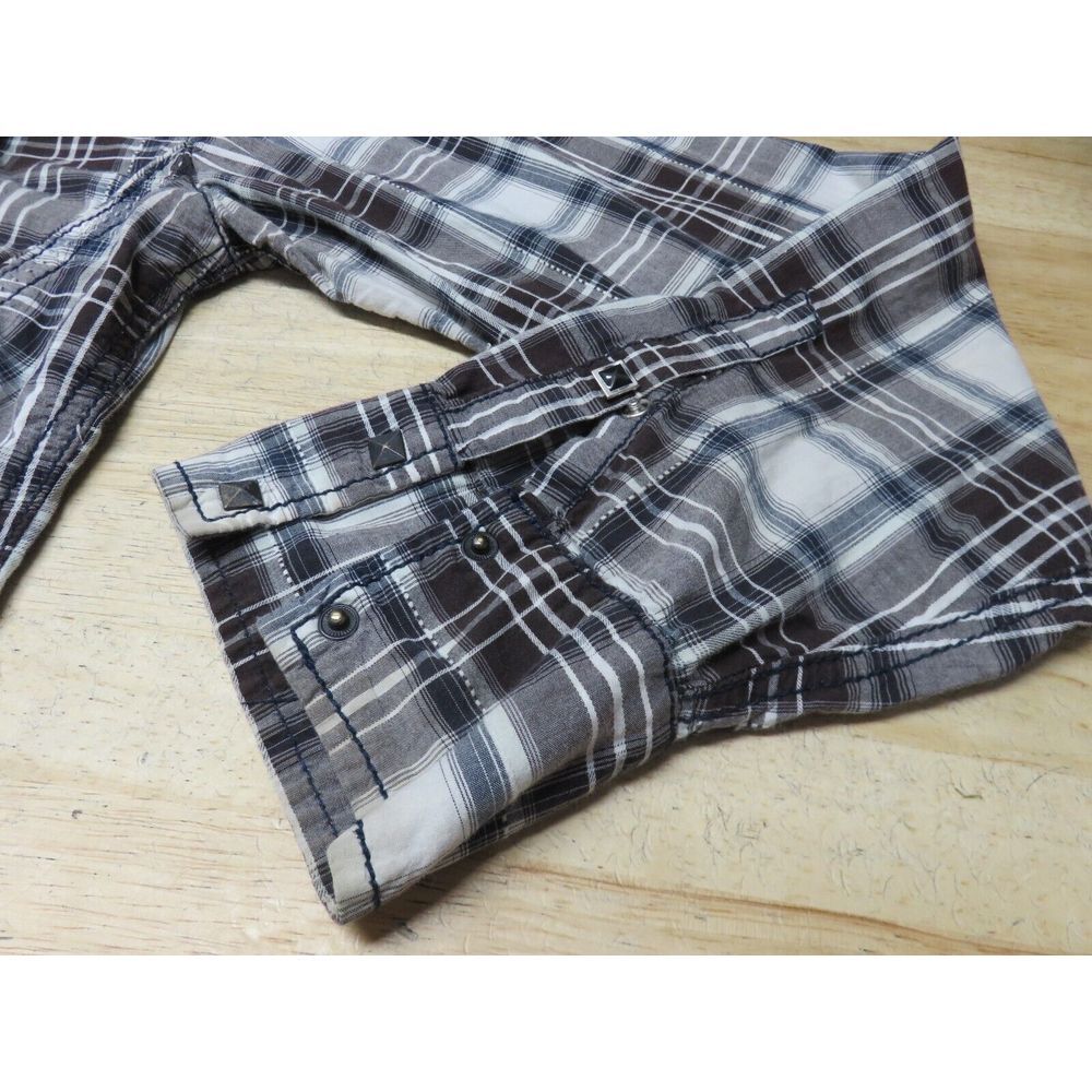 Mens Buckle Black BKE Plaid Size XL Slim Long Sleeve Button‎ Front Snap Buttons - Picture 13 of 14